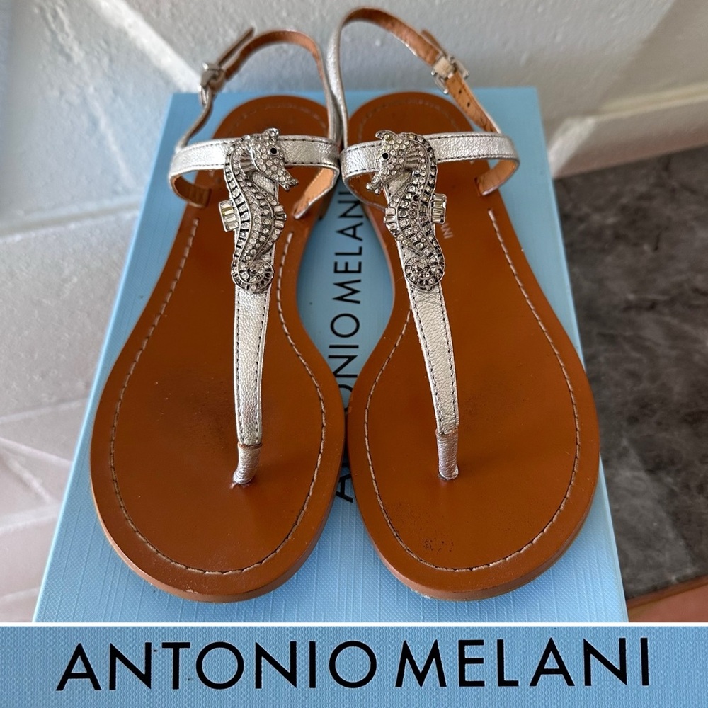 Antonio Melani Crystal Seahorse T-Strap Sandals